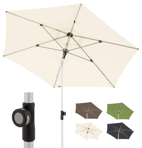 Doppler Parasoll SL-AZ Push Up 220 cm natur I trädgårdsparaply böjbar I parasoll med UV-skydd 80+ I aluminiumparasoll I regnavvisande polyesterparaply