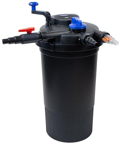 Pondlife CPF-15000 Druckteichfilter UVC 18 Watt, für Teiche bis 30000 Liter, Teichfilter mit Rückspülfunktion, 10000 L/h Fördermenge