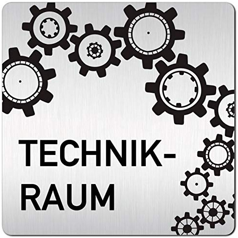Türschilder24 XXL Schild - Türschild (B) • 125 x 125 x 1,5 mm • Technik - Technikraum 004 • Aluminium Vollmaterial • 100% Made in Germany