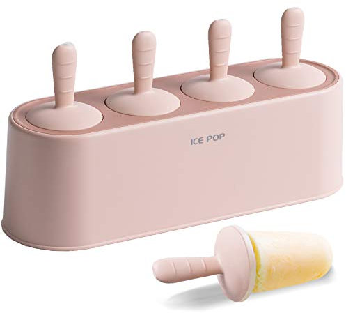 Lot de 4 moules à glaces en silicone faits maison faciles à démouler - Réutilisables - Rose