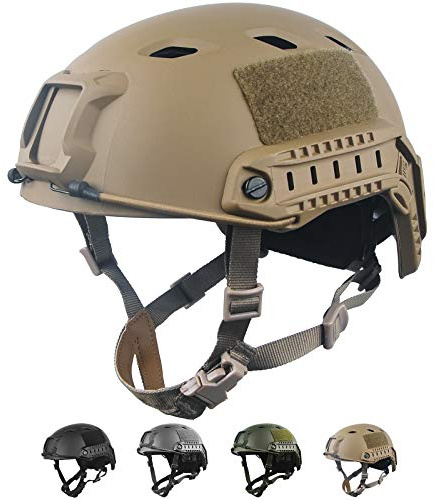 LOOGU Fast BJ Casco tattico Ops Core, casco protettivo con guide laterali, per il tempo libero, paintball, combattimento