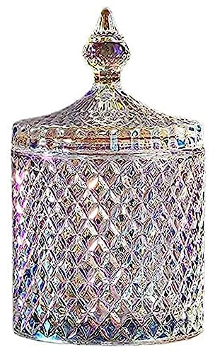 LUCKTE Rainie Love Home Basic Food Storage Organization Set-Crystal Diamond Faceted Jar with Crystal Lid,Suitable as A Candy Dish,Cookie Tin,Biscuit Barrel,Decorative Candy Jar (Sparkling, 16 oz)