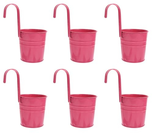 Cabilock 6Er Set Hängetöpfe Metall Blumentopf Zum Aufhängen Mit Abnehmbarem Haken Und Ablaufloch Für Balkon Zaun Garten Wand 10.5X10.5X8.5Cm