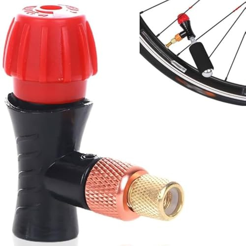 CO2 Fahrradpumpe, CO2 Kartuschenpumpe, Fahrradventil Inflator, 1 Stück Aluminiumlegierung CO2 Fahrrad Inflator Ventilkopf Fahrradreifenpumpe für Rennräder und Mountainbikes