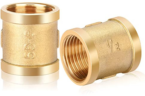 Nutmanel Manicotto in ottone 1/2 pollici, 2 connettori filettati interni, doppio manicotto IG/IG per tubo di collegamento