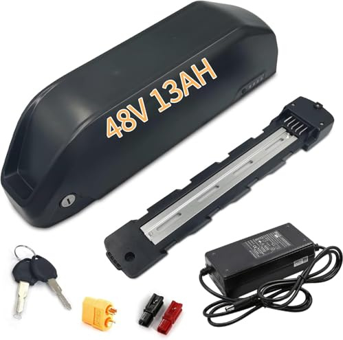 (UK Warehouse) Electric Bike Battery 48V 13AH for motor, Ebike Battery with 5-Pin Bottom Plate, Charger and Security Lock, Stable Safe Downtube E Bike Batteries