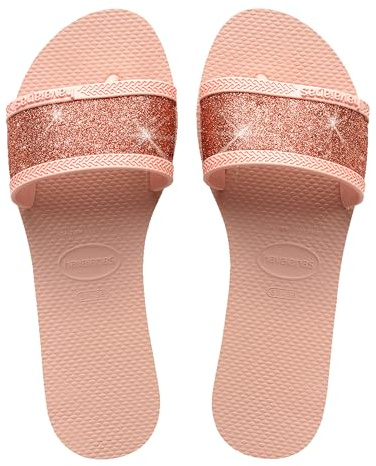 Havaianas - You Angra Glitter, Sandalias Tipo Pala, Cómodas, Estilosas y Duraderas, Tiras Anchas con Brillo, Mujer