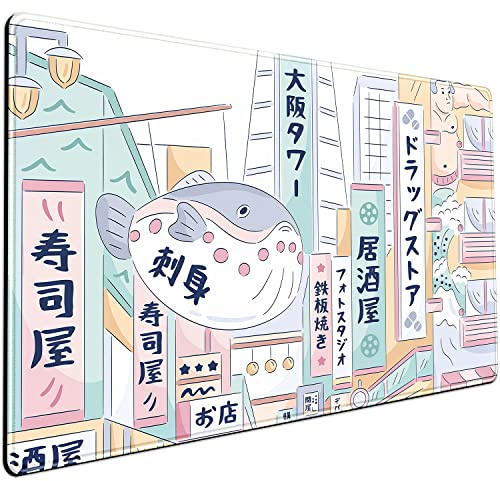 XXL-Mauspad, Gaming-Mauspad, niedlich, japanische Outdoor-Illustration, extra großes Mauspad (80 x 40 cm), Schreibtischmatte, Anime-Pad, Heimbüro, Dekoration, Mauspad, genähte Kanten, Glatte