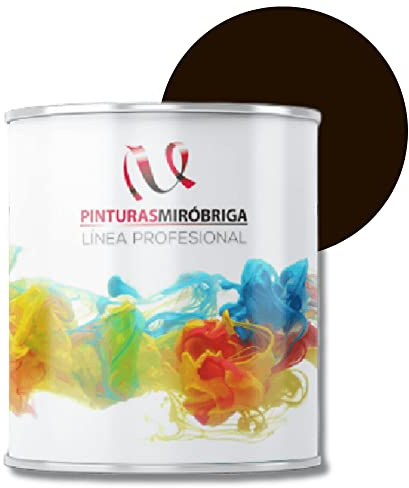 Pinturas Mirobriga Esmalte brillante Antioxidante Color Marron Chocolate Ral 8017, Secado Rapido, Directo sobre metal, proteccion de superficies de hierro y madera. Envase de 750ml.