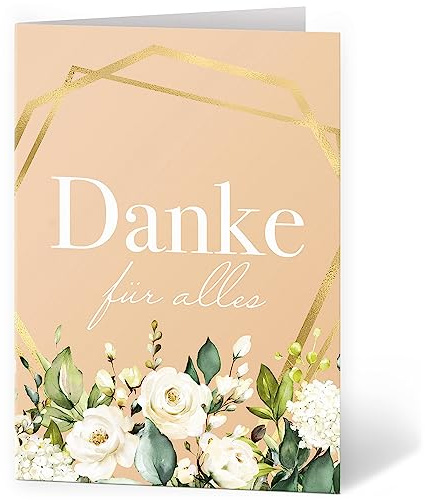 Einladungskarten Manufaktur Hamburg XXL Dankeskarte A4 große Karte mit Umschlag Bedanken Danke sagen Grußkarte Motiv weiße Blumen Rose