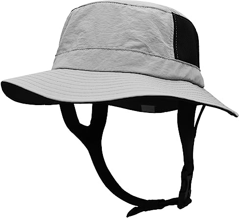 Huakunda Solhatt herr UPF 50 UV skydd fiskarhatt med hakband vikbar safarihatt bred brätte buskhatt för utomhusbruk resor, LJUSGRÅ, one size