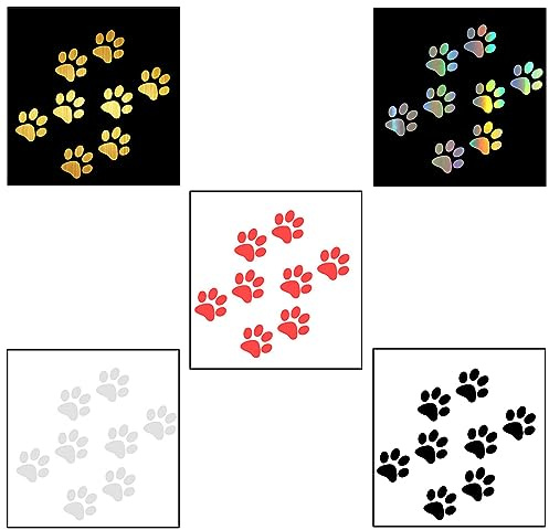 5 Stück Hundepfoten, 2.8 x 3cm Pfoten Pfötchen Hund Katze Aufkleber, Auto Aufkleber, Kratzschutz, Paws Aufkleber Pack, Für Auto Motorrad Wand Laptop Möbel (5 Farben)