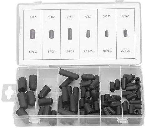 80-teiliges Vakuum-Hutstopfen-Sortiment-Set, Gummi-Auslaufschutz, Hochtemperaturbeständig, mit Einer Aufbewahrungsbox, 5/32 Zoll Bis 3/8 Zoll, Schwarz