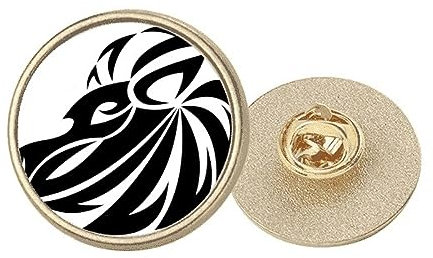 Brosche mit Sternzeichen Löwe, rund, Metall, goldfarben, M