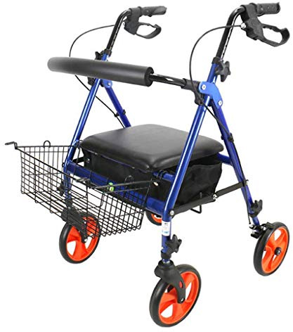 Rollator s s for Seniors Walking Frame, Medical Transport Wheelchair Rollator with Curved Backrest and Storage Basket Mobility Aid for Adult, Elderly & Handicap,Space Saver Rolla