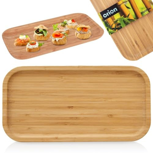 Bandeja para servir, plato de madera de bambú, rectangular, 25 x 13 cm