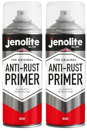 JENOLITE Anti-Rust Primer Spray Paint | RED | 2x400ml | High Performance Metal Primer | Rust & Corrosion Protection | Primer Paint For Cars, Radiators, Garden Furniture & More