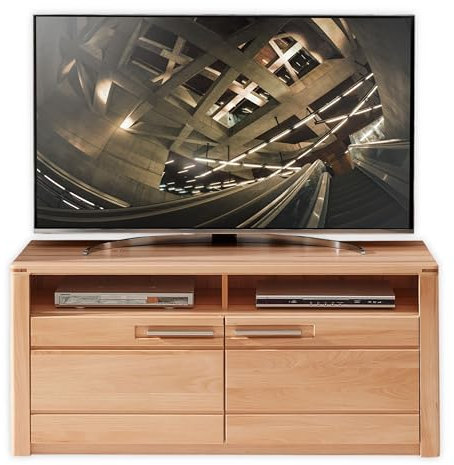 NATURE ONE TV-Lowboard in Kernbuche teil-massiv FSC-zertifiziert - Moderner TV Schrank mit viel Stauraum für Ihr Wohnzimmer - 131 x 58 x 45 cm (B/H/T)