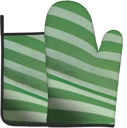 Guanti da forno classici a righe verdi e presine guanti da cucina 2 pezzi set resistente al calore pad per cottura barbecue decorazione domestica