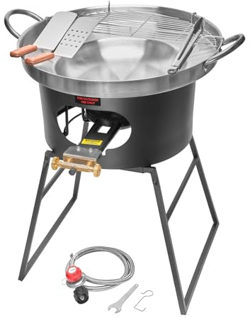 Barton 23 Concave Comal Set 80,000 BTU Propane Burner Stove and Burner Stand, Discada Disc Cooker, Taco Para Carnitas Tortillas Stir Fry Wok