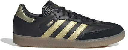 adidas Samba Messi - Scarpe da calcio indoor da uomo, edizione limitata, con tomaia in morbida pelle e suola in gomma, nero/oro, 8 US