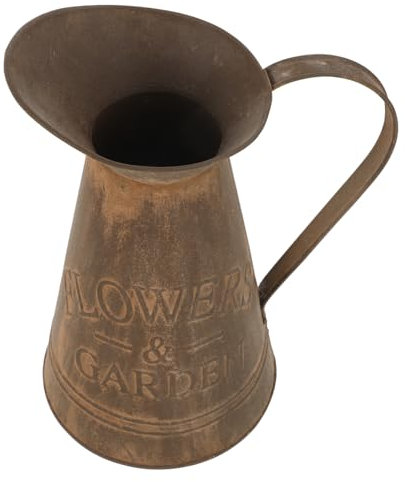 CAXUSD Vintage Metal Flower Pot Rustic Style Small Bucket Planter for Plants Floral Arrangements Elegant Desktop Decor for