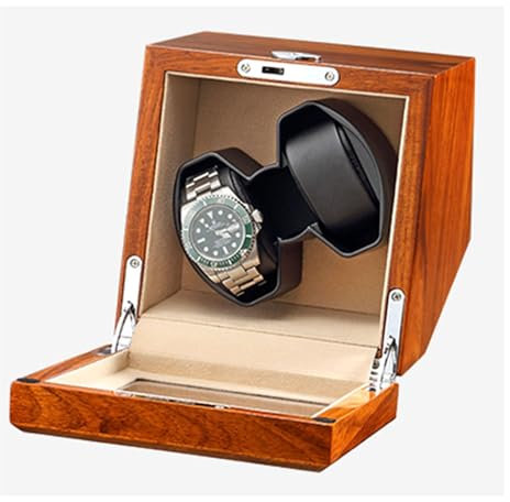 PAHION Uhrenbeweger Für 2 Uhren Automatischer Uhrenbeweger Aus Hölzern Mit Weichem Flexiblem Uhrenkissen Uhrendreher Box Mit Netzteil Oder Batteriebetrieben(Beige)