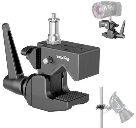 SMALLRIG Super Clamp Super-Klemmsatz, strapazierfähig, max. Belastung 33 lb / 15 kg, mit Einer 1/4-Zoll-20- und Einer 3/8-Zoll-16-Oberschraube auf einem 5/8-Zoll-Bolzen – 4861