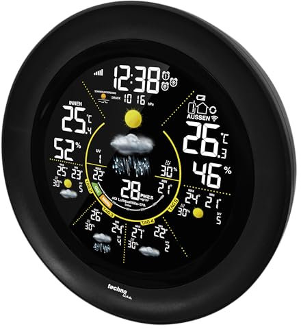 Technoline WD3040 Internetwetterstation, elegantes Sonder-Design, regionale Wettervorhersage, Temperaturen, Nutzung mit Wetter-App, Daten zusätzlich auf dem Smartphone