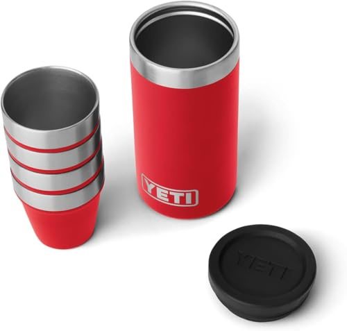 YETI Rambler Shot Glasses with Carrying Case, Rescue Red