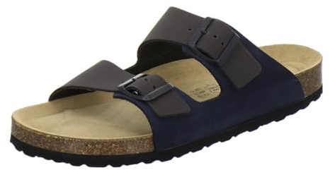 AFS-Schuhe Bekväma lädersandaler och tofflor för män, storlekar 36–50, tillverkade i Tyskland, Marinblå, 43 EU