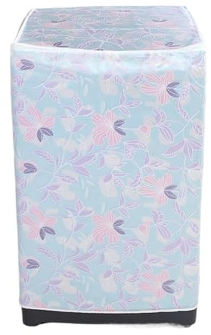 IAEXUOQC Housse pour Machine à Laver Housse de Protection Universelle for Machine à Laver, en Tissu Oxford imprimé Floral, imperméable, Protection Solaire, 2 pièces pour ExtéRieur(Blue5kg)