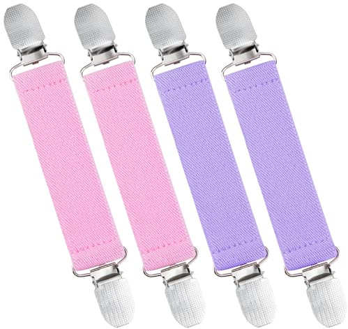 Wisdompro Mitten Clips for Kids, 4 Pcs Glove Clips for Toddler, Purple Pink