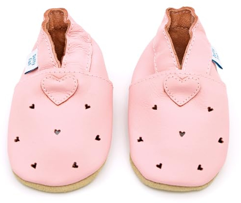 Dotty Fish Scarpe in Pelle Barefoot per Bambini - Cuoricini d'Amore 6-12 M