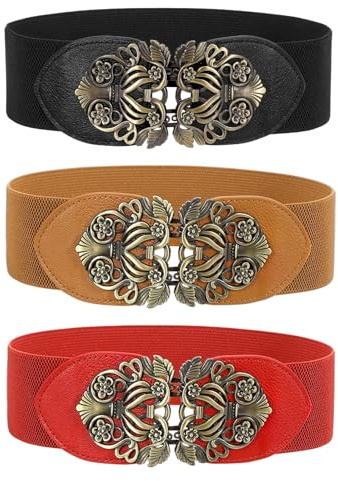 WERFORU Breiter Elastischer Taillengürtel für Frauen, Damen Vintage Stretchy Taille Gürtel Breite Retro Mode Cinch