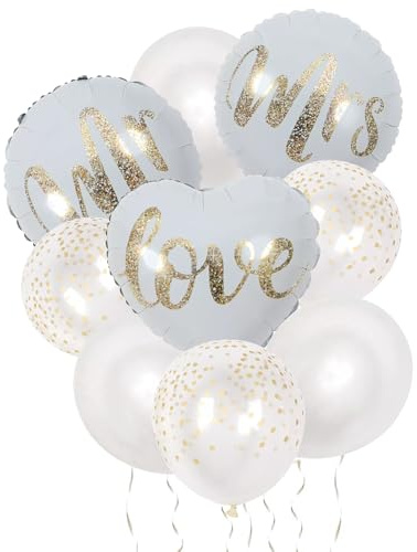 Moorle Mr Mrs Hochzeitsdeko Ballon, Mr & Mrs Luftballons für Hochzeit | Weiß Gold Hochzeitsballons, Ballon für Hochzeit, Anniversary, Wedding Heiratsantrag Party