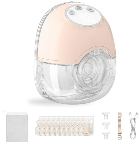 TOPCHANCES Milchpumpe Elektrisch Freihändig,Tragbar Leise Doppelmilchpumpe mit 4 Modi und 12 Saugstufen 17/19/21mm komfortabler Flansch,Doppelt Abgedichteter mit Ersatzzubehör im,Pink,1Pc