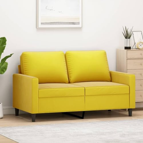 Snsowed 2-Sitzer-Sofa Gelb 120 cm Samt, Loungesofa, Sofas & Couches, Relaxsofa, Couch für Wohnzimmer, 359195