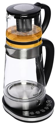 2000 W elektrisk glasvattenkokare, 2,5 l 1 l termotekanna kettle automatisk avstängning med LCD-skärm, tebryggare transparent snabb uppvärmning med kalkfilter för te, kaffe