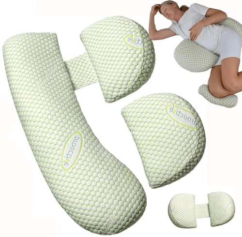Yalixuan Pregnancy Pillow,Upgraded Extended Maternity Pillow,U Shaped Pregnancy Body Pillow,Body Support Pillow for Back,Belly,Hips, Legs,Detachable and Adjustable(Green)