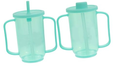 SEWOART Gobelet Ergonomique pour Personnes Âgées Lot de 2 Gobelet en Plastique Anse pour Convalescence et Alimentation Utilisation Sécurisée de L'Eau Bouillie