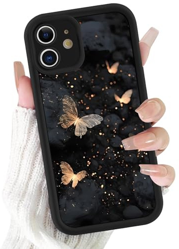 Xylota Handyhülle für iPhone 11 6,1 Hülle, Aesthetic Schmetterlinge Muster Mädchen Frauen Case, Weich Silikon Dünn TPU Bumper Stoßfeste Kratzfest Schutzhülle Cover für iPhone 11, Schwarz