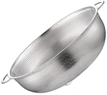 INOOMP Cesta de Drenaje de Acero Inoxidable Multiusos con Doble Asa y Microperforaciones para Lavar y Escurrir Frutas Verduras y Arroz Cocina Diámetro Exterior Diseño Práctico y Duradero
