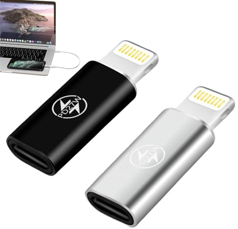 2Pack USB C to Lightning Adapter,PD 27W Fast Charging USB C Female to Lightning Male Adapter for iPhone,US/B C to iPhone Ada/pter Type C to Light/ning,Ligh/tning Cable Ada/pter(Black and Silver)