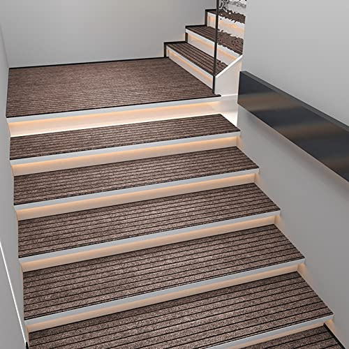 Tappetini antiscivolo per scale, con retro in gomma, per interni ed esterni, in legno e marmo, set da 4