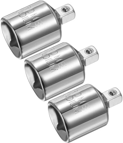 sourcing map 3pcs Impact Socket Adapter 1/2 Female to 1/4 Male Square Drive Reducer Standard SAE Converter Impact Driver Ratchet Wrench Breaker Bar Conversion, Silver