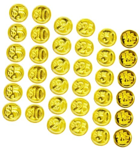 Mikikit 48 pièces Monnaie Pirate Plastique Décorations Halloween Fête Chasse Au Trésor Accessoires Jeu Ménager