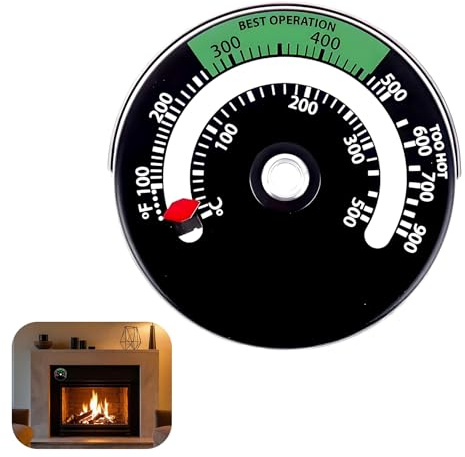Kaminofen Thermometer Magnetisch für Holzofen und Kaminrohr, Ofenthermometer aus Aluminiumlegierung, Temperaturanzeige 100°C bis 500°C, Magnetthermometer zur Temperaturkontrolle