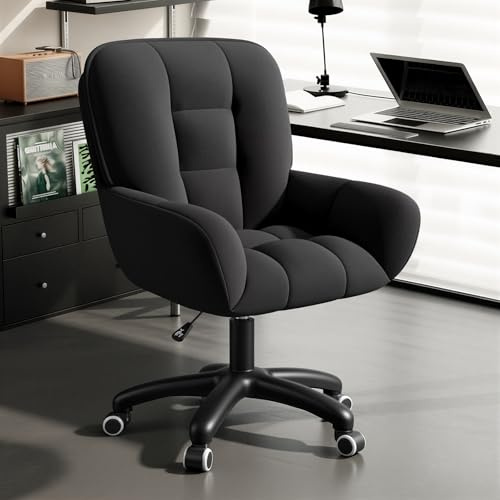 Aivermeil Bürostuhl Samt ohne Kissen Schminktischstuhl Schwarz | Höhenverstellbar,360°Drehfunktion, bis 150kg,Samtbezug,Homeoffice Stuhl,Schminktischstuhl, Schlafzimmer,Arbeitszimmer