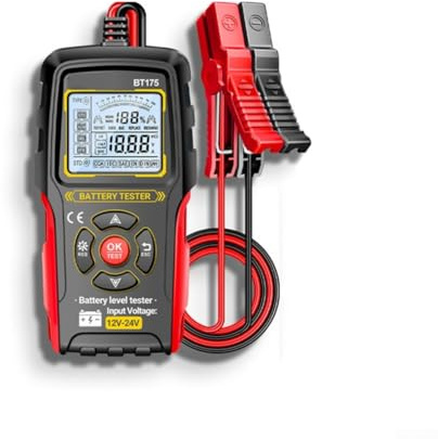 MeevrgR Tester per batterie al piombo-acido, 12 V/24 V, analizzatore in plastica/metallo, per auto, moto, carrelli elevatori, misura tensione, resistenza interna